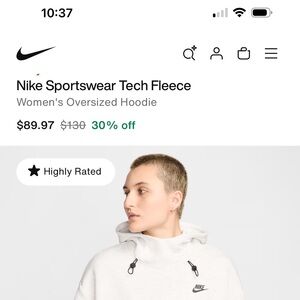 Nike Women's Tech Fleece Oversized Hoodie - Light Gray